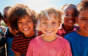 multi-cultural group of happy children